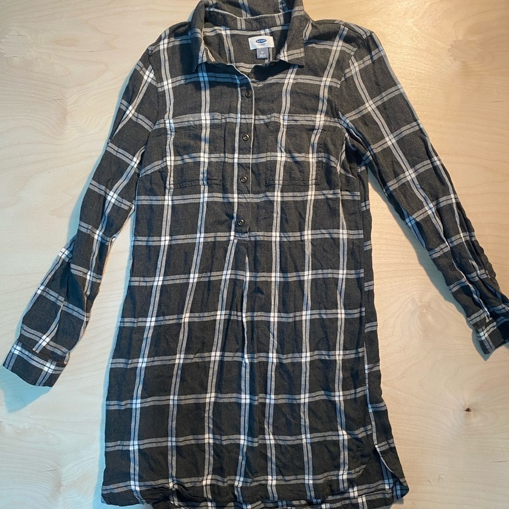 Old Navy Black and White Plaid Midi Dress